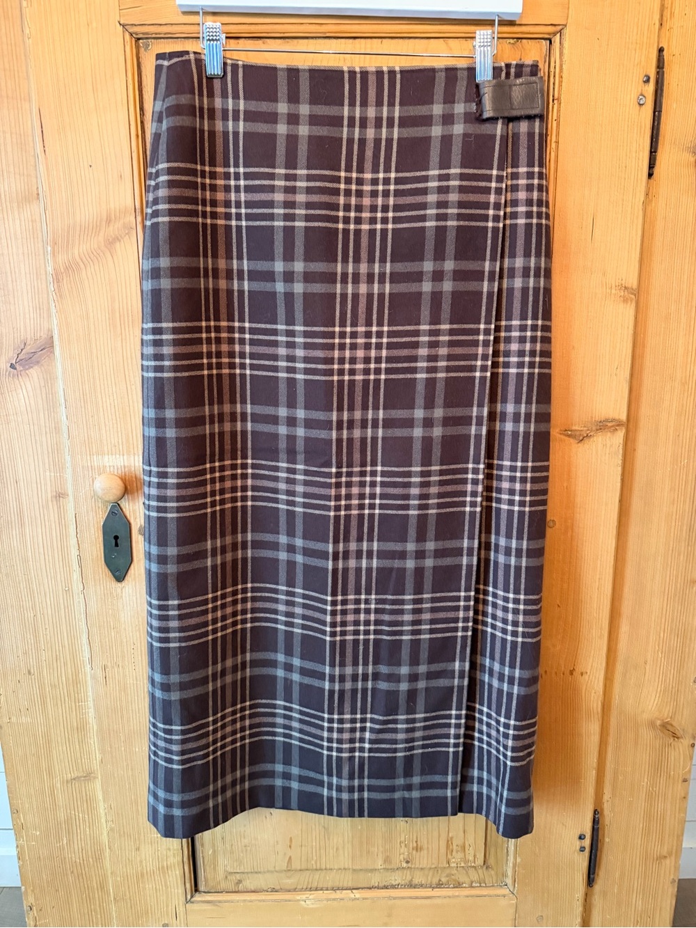 Jones New York Brown and Tan Plaid Maxi Skirt